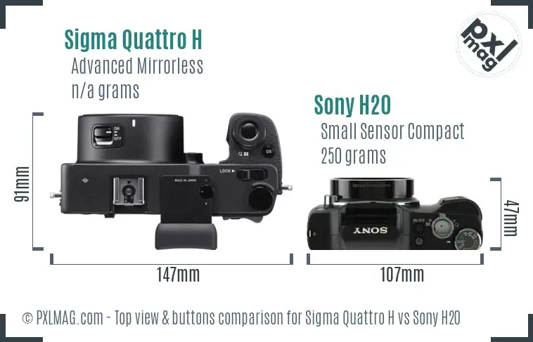 Sigma Quattro H vs Sony H20 top view buttons comparison