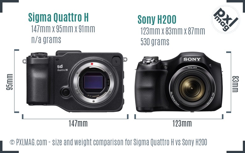 Sigma Quattro H vs Sony H200 size comparison