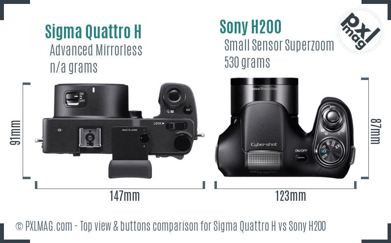 Sigma Quattro H vs Sony H200 top view buttons comparison