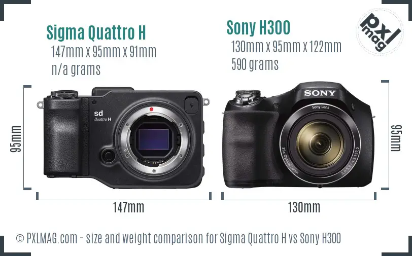 Sigma Quattro H vs Sony H300 size comparison
