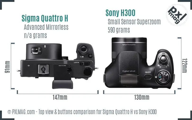 Sigma Quattro H vs Sony H300 top view buttons comparison