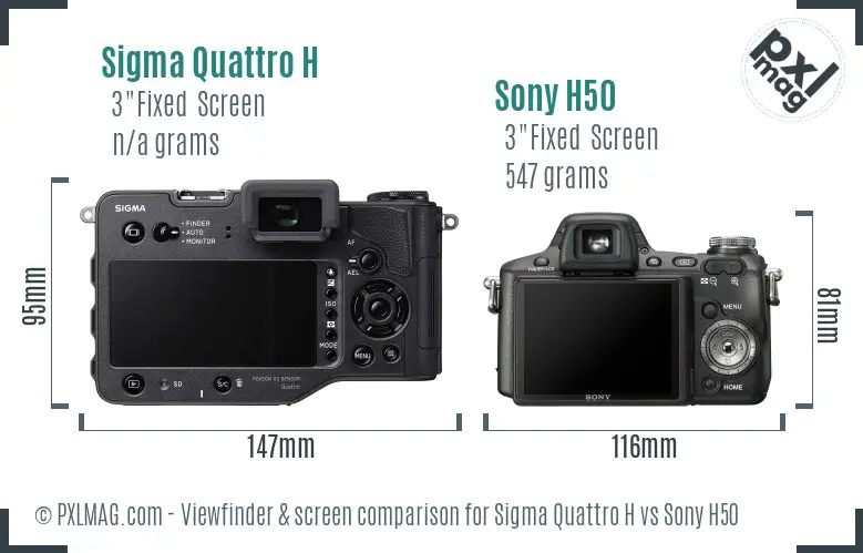 Sigma Quattro H vs Sony H50 Screen and Viewfinder comparison