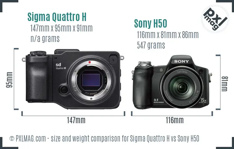 Sigma Quattro H vs Sony H50 size comparison