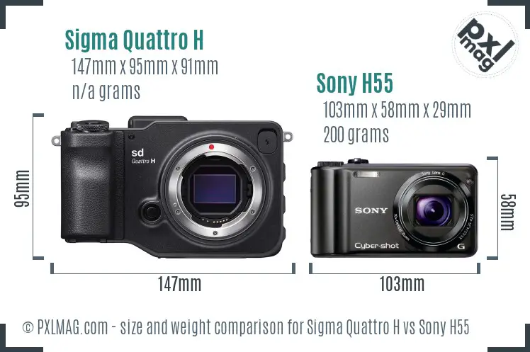 Sigma Quattro H vs Sony H55 size comparison Sigma Quattro H vs Sony H55 size comparison