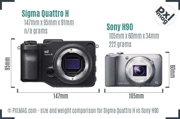 Sigma Quattro H vs Sony H90 size comparison