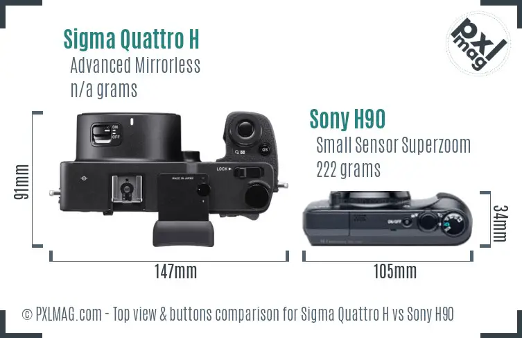 Sigma Quattro H vs Sony H90 top view buttons comparison
