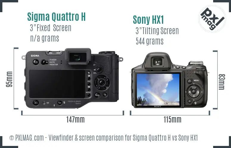 Sigma Quattro H vs Sony HX1 Screen and Viewfinder comparison
