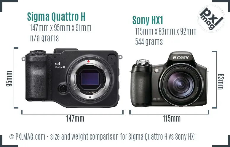 Sigma Quattro H vs Sony HX1 size comparison