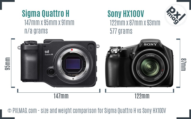 Sigma Quattro H vs Sony HX100V size comparison Sigma Quattro H vs Sony HX100V size comparison