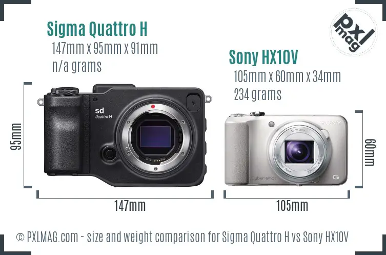 Sigma Quattro H vs Sony HX10V size comparison