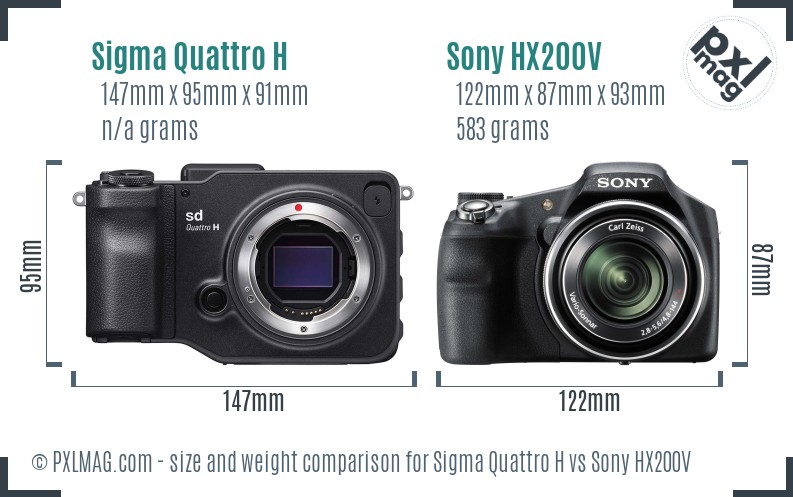 Sigma Quattro H vs Sony HX200V size comparison