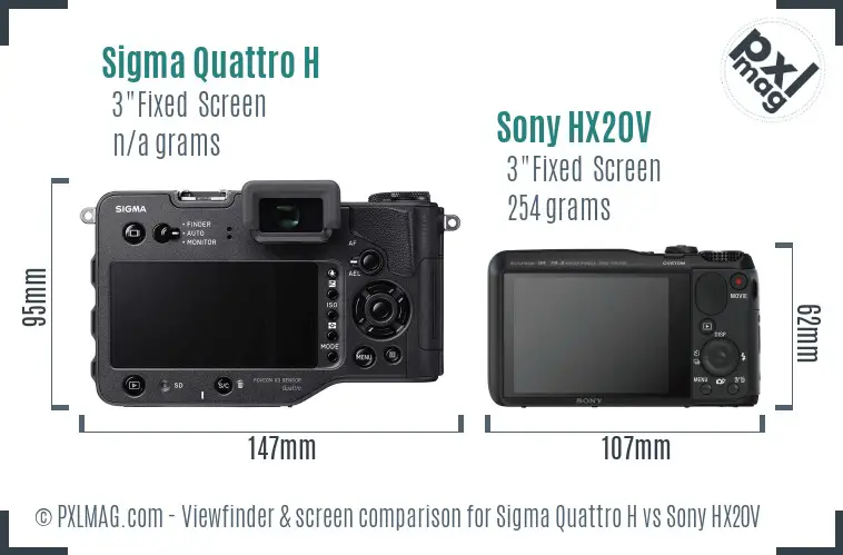Sigma Quattro H vs Sony HX20V Screen and Viewfinder comparison