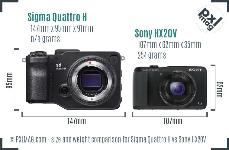 Sigma Quattro H vs Sony HX20V size comparison