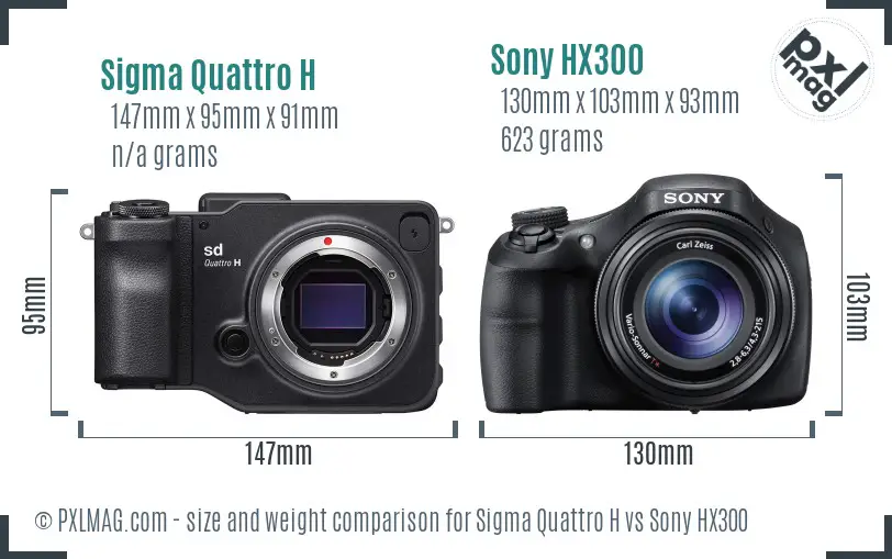 Sigma Quattro H vs Sony HX300 size comparison