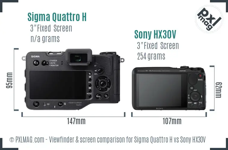 Sigma Quattro H vs Sony HX30V Screen and Viewfinder comparison