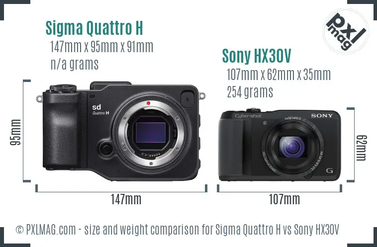 Sigma Quattro H vs Sony HX30V size comparison