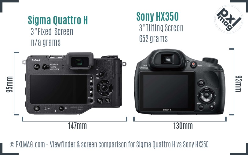 Sigma Quattro H vs Sony HX350 Screen and Viewfinder comparison