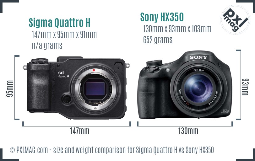 Sigma Quattro H vs Sony HX350 size comparison
