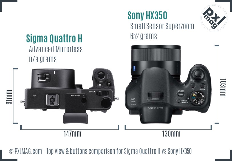 Sigma Quattro H vs Sony HX350 top view buttons comparison
