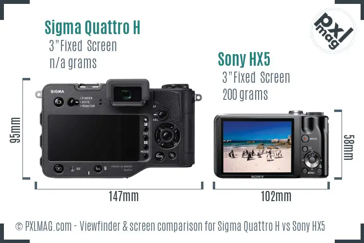 Sigma Quattro H vs Sony HX5 Screen and Viewfinder comparison