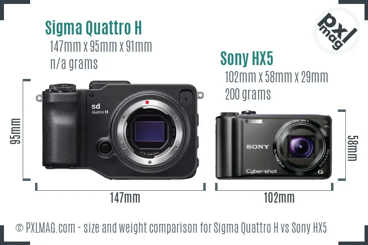 Sigma Quattro H vs Sony HX5 size comparison