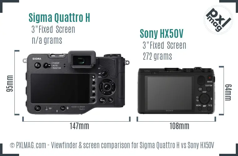 Sigma Quattro H vs Sony HX50V Screen and Viewfinder comparison