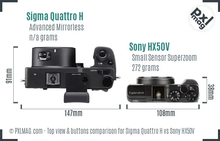 Sigma Quattro H vs Sony HX50V top view buttons comparison