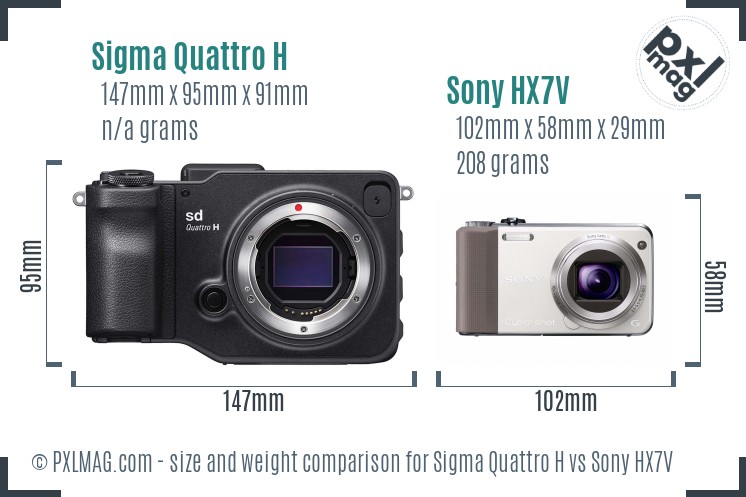 Sigma Quattro H vs Sony HX7V size comparison