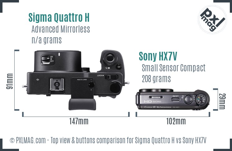 Sigma Quattro H vs Sony HX7V top view buttons comparison