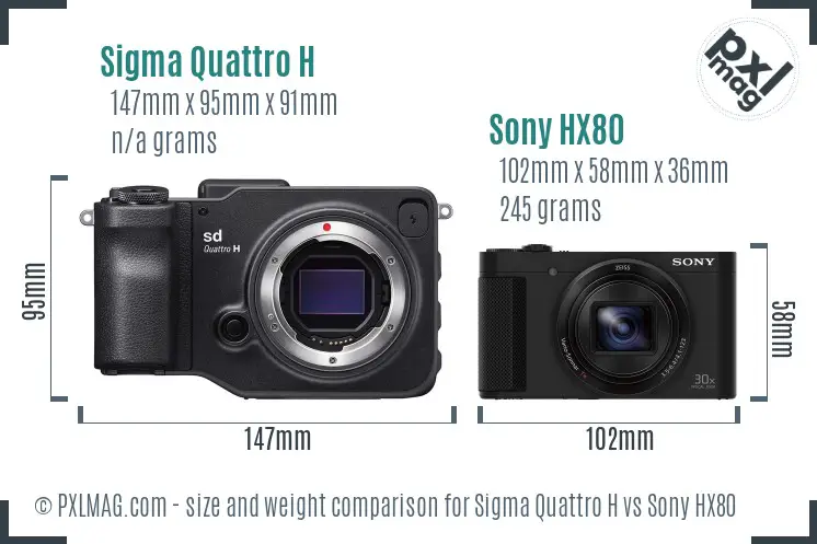 Sigma Quattro H vs Sony HX80 size comparison