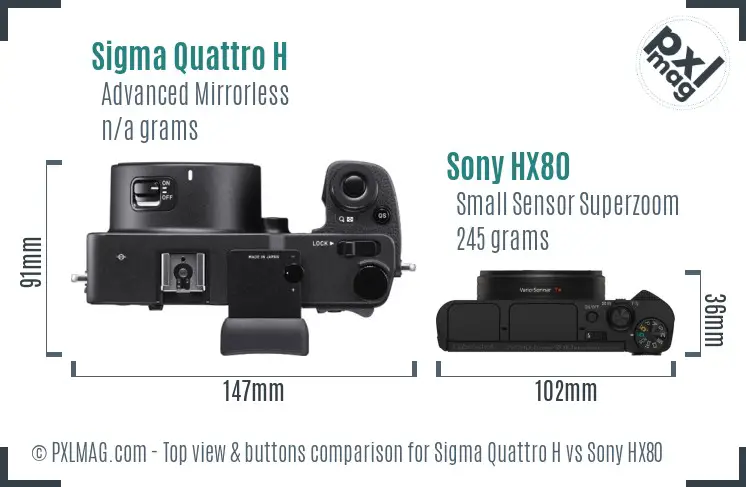 Sigma Quattro H vs Sony HX80 top view buttons comparison