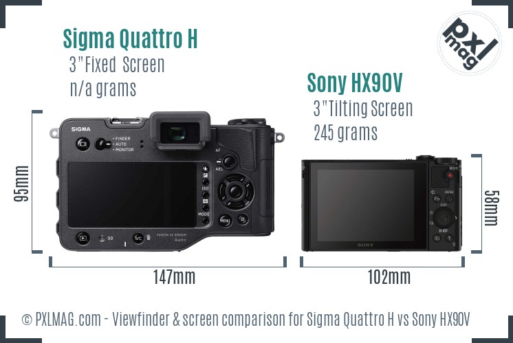 Sigma Quattro H vs Sony HX90V Screen and Viewfinder comparison