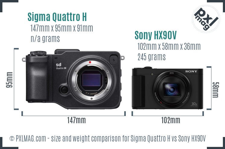 Sigma Quattro H vs Sony HX90V size comparison