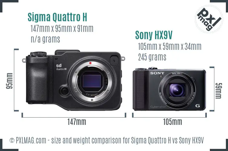 Sigma Quattro H vs Sony HX9V size comparison Sigma Quattro H vs Sony HX9V size comparison