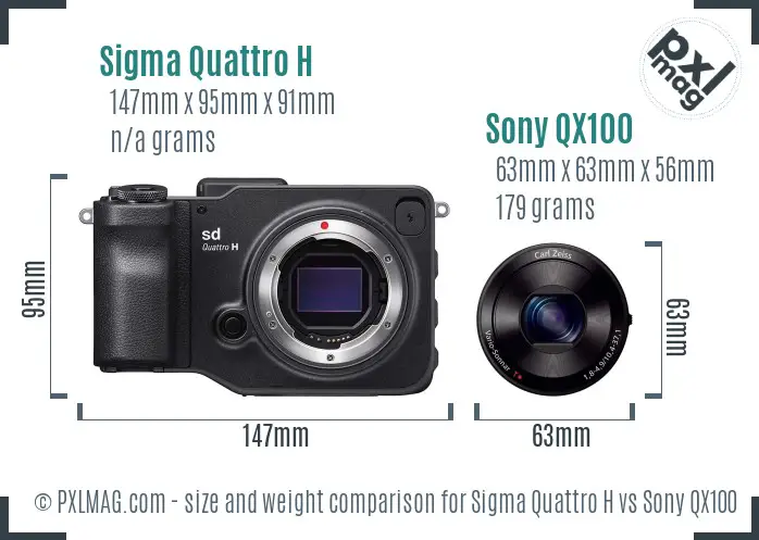 Sigma Quattro H vs Sony QX100 size comparison Sigma Quattro H vs Sony QX100 size comparison