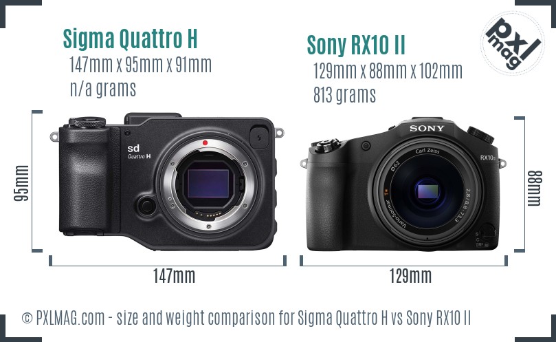 Sigma Quattro H vs Sony RX10 II size comparison Sigma Quattro H vs Sony RX10 II size comparison