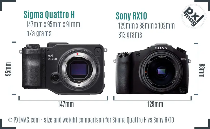 Sigma Quattro H vs Sony RX10 size comparison Sigma Quattro H vs Sony RX10 size comparison