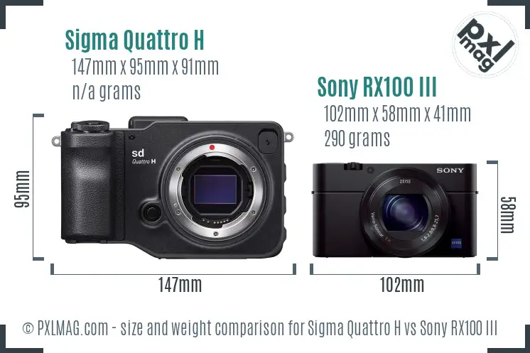 Sigma Quattro H vs Sony RX100 III size comparison