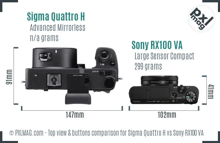 Sigma Quattro H vs Sony RX100 VA top view buttons comparison