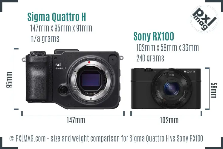 Sigma Quattro H vs Sony RX100 size comparison