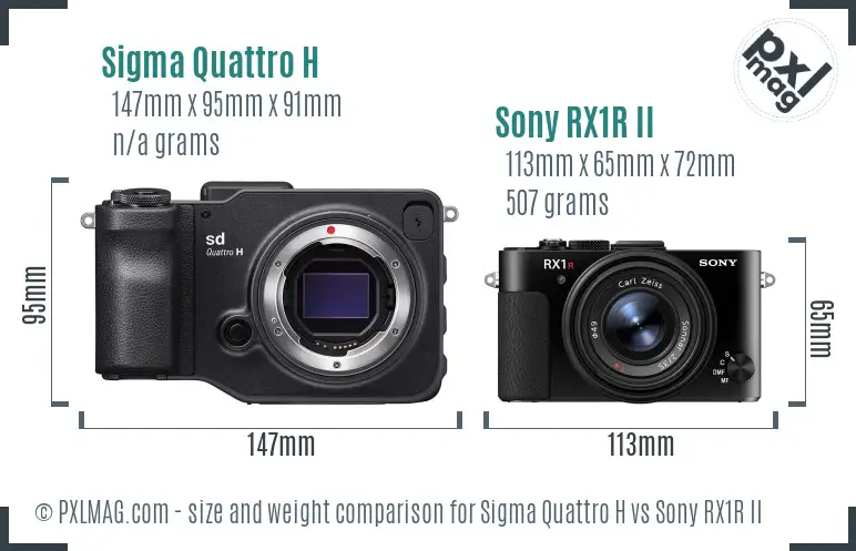 Sigma Quattro H vs Sony RX1R II size comparison