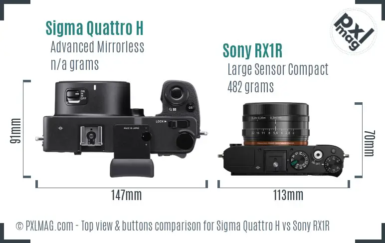 Sigma Quattro H vs Sony RX1R top view buttons comparison
