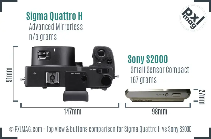 Sigma Quattro H vs Sony S2000 top view buttons comparison
