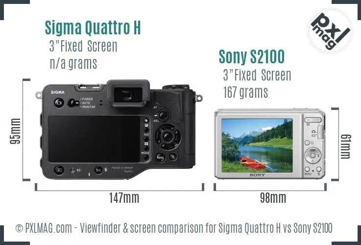 Sigma Quattro H vs Sony S2100 Screen and Viewfinder comparison
