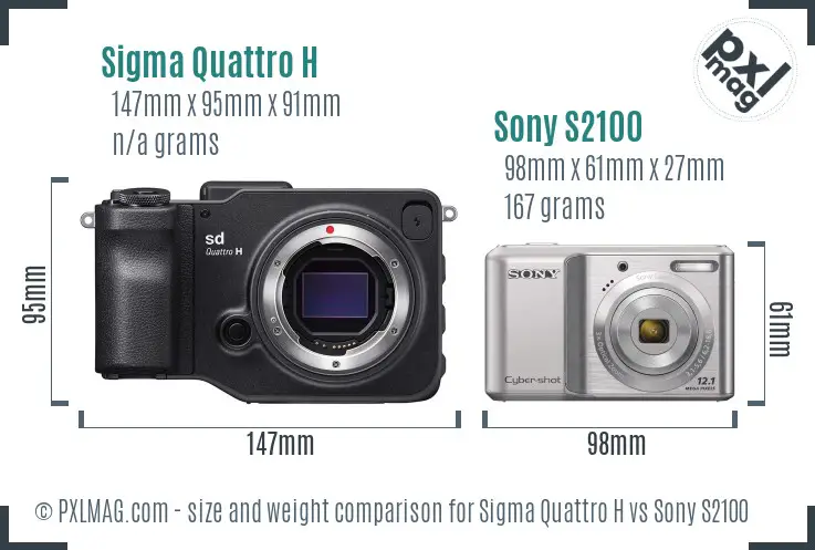 Sigma Quattro H vs Sony S2100 size comparison
