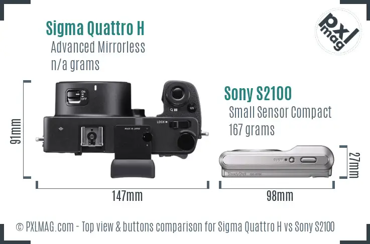 Sigma Quattro H vs Sony S2100 top view buttons comparison