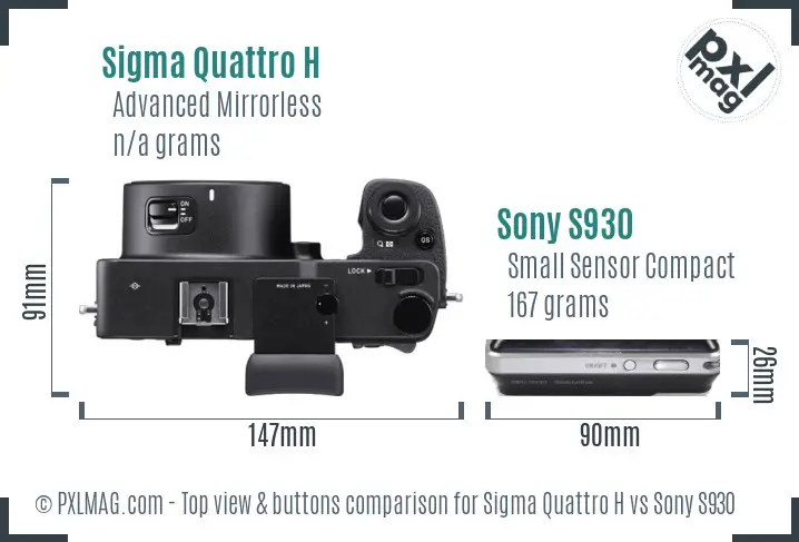 Sigma Quattro H vs Sony S930 top view buttons comparison