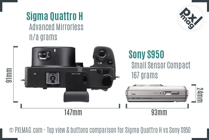 Sigma Quattro H vs Sony S950 top view buttons comparison