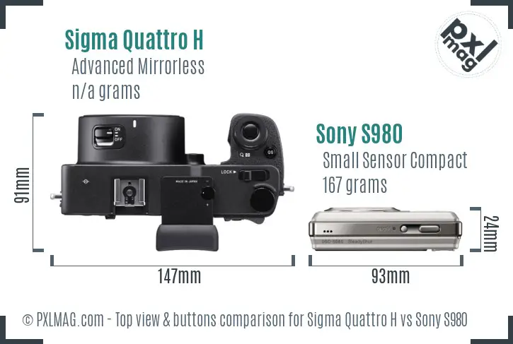 Sigma Quattro H vs Sony S980 top view buttons comparison Sigma Quattro H vs Sony S980 top view buttons comparison