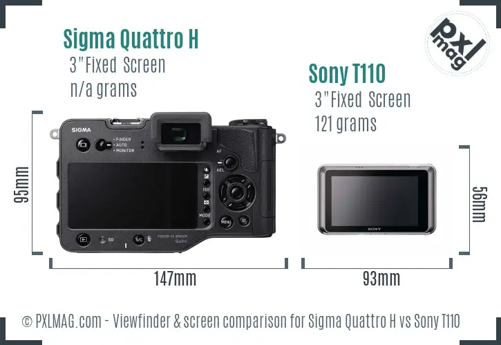 Sigma Quattro H vs Sony T110 Screen and Viewfinder comparison